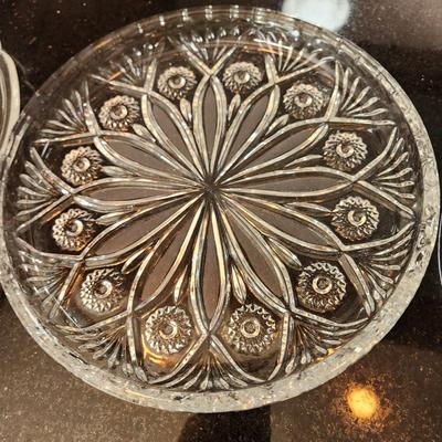 3 Large Glass Serving Platters Trays