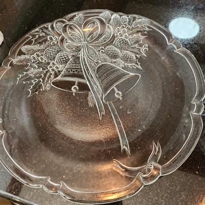 3 Large Glass Serving Platters Trays