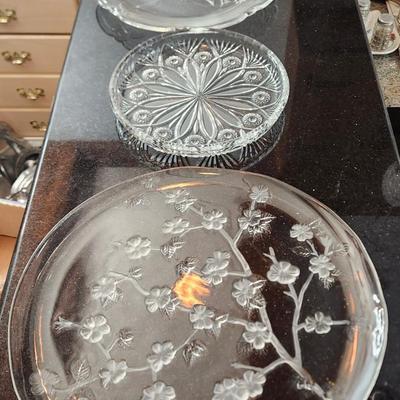 3 Large Glass Serving Platters Trays