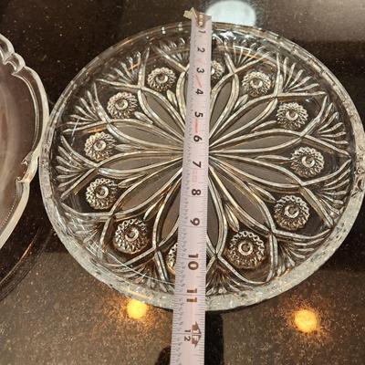 3 Large Glass Serving Platters Trays