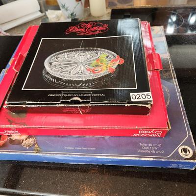 3 Large Glass Serving Platters Trays