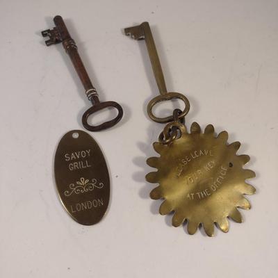 Sale Photo Thumbnail #423: Pair of Skeleton Keys with Metal Key Tags- One is Savoy Grill of London