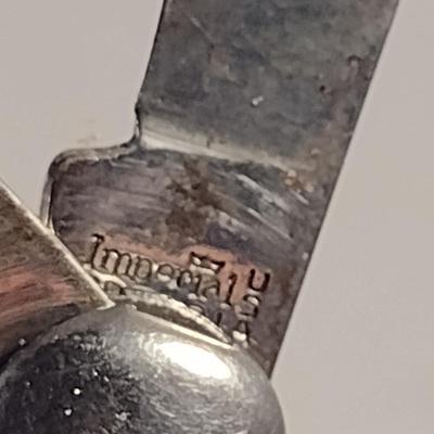 Sale Photo Thumbnail #448: Group of Collectibles- Pocket Cutlery, Cookie Cutter, Ink Pot, and French Dog Show 1st Place Award Plaque.  Cutlery is Imperial and has wear- please see all pictures.