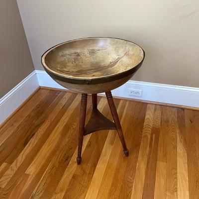 Wooden Dough/Yarn Bowl Mounted on a Wooden Stand (LR-BC)