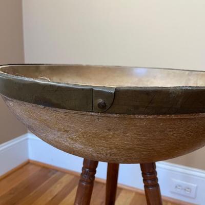 Wooden Dough/Yarn Bowl Mounted on a Wooden Stand (LR-BC)
