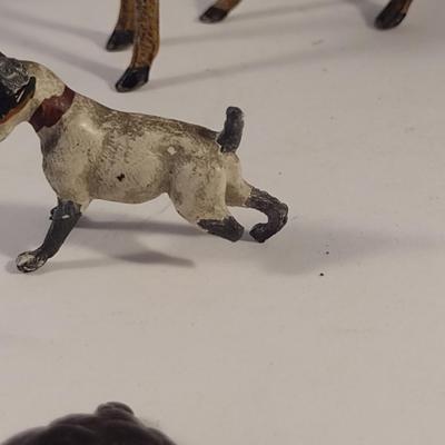 Sale Photo Thumbnail #484: Collection of Vintage Miniature Animal Figurines.  Please see all pictures for condition- dog has missing leg.
