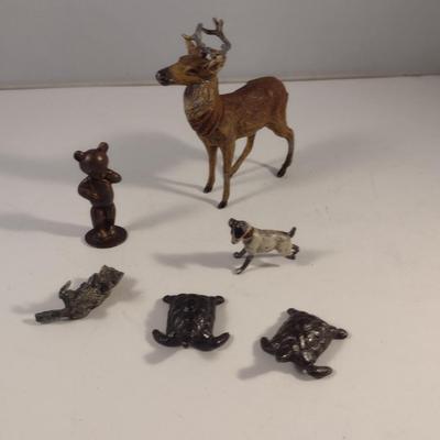 Sale Photo Thumbnail #478: Collection of Vintage Miniature Animal Figurines.  Please see all pictures for condition- dog has missing leg.