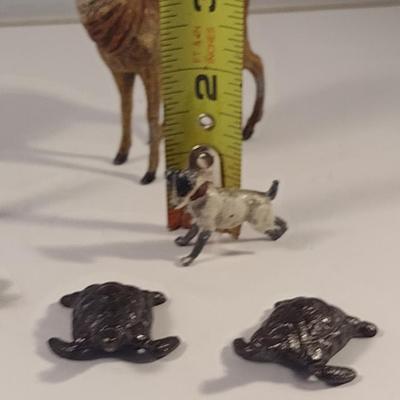 Sale Photo Thumbnail #486: Collection of Vintage Miniature Animal Figurines.  Please see all pictures for condition- dog has missing leg.