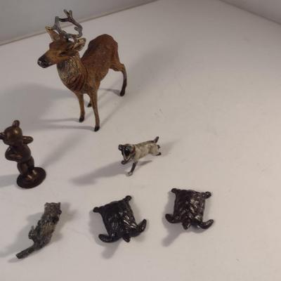 Sale Photo Thumbnail #479: Collection of Vintage Miniature Animal Figurines.  Please see all pictures for condition- dog has missing leg.