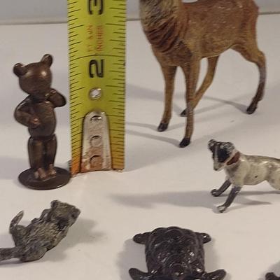 Sale Photo Thumbnail #487: Collection of Vintage Miniature Animal Figurines.  Please see all pictures for condition- dog has missing leg.