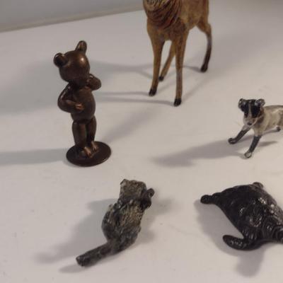 Sale Photo Thumbnail #481: Collection of Vintage Miniature Animal Figurines.  Please see all pictures for condition- dog has missing leg.