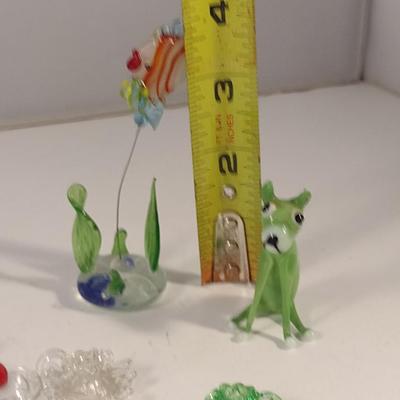 Sale Photo Thumbnail #497: Collection of Vintage Miniature Glass Figurines.  Please see all pictures for condition- dog has chipped ear and tail.