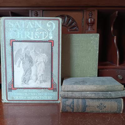 LOT 9: Satan or Christ? by Rev. I. Mench Chambers 1911, German Lutheran Prayer Book 1901, Bible 1884 & More