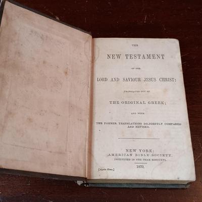 LOT 10: Silas Andrus Publishing Bible 1828, American Bible Society Bible 1884, The New Testament 1870 & The New Testament 1853