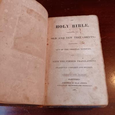 LOT 10: Silas Andrus Publishing Bible 1828, American Bible Society Bible 1884, The New Testament 1870 & The New Testament 1853