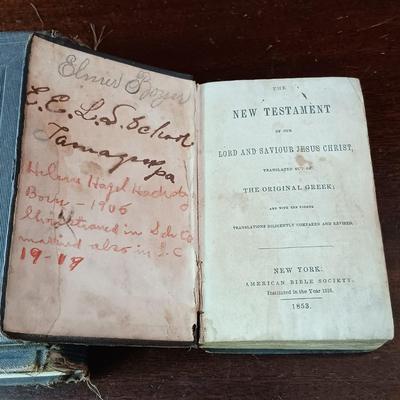LOT 10: Silas Andrus Publishing Bible 1828, American Bible Society Bible 1884, The New Testament 1870 & The New Testament 1853