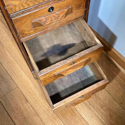 LOT 63: Vintage Wooden 4-Drawer Accent Table