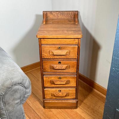 LOT 63: Vintage Wooden 4-Drawer Accent Table