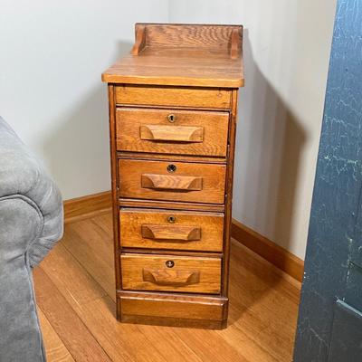 LOT 63: Vintage Wooden 4-Drawer Accent Table