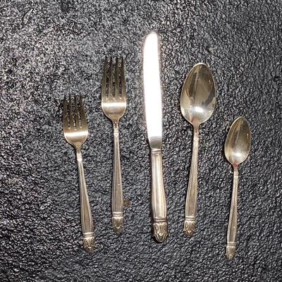 LOT 65: Homes & Edwards Inlaid and Wm Rogers Silver Plated Flatware Sets with Wood Storage Box