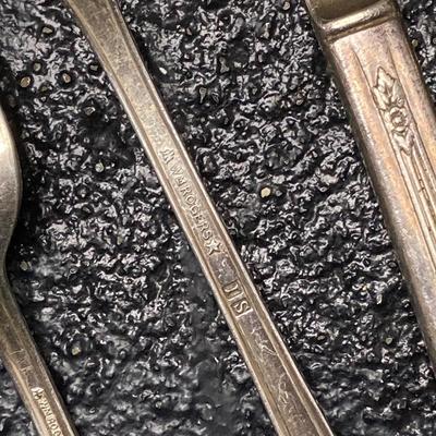 LOT 65: Homes & Edwards Inlaid and Wm Rogers Silver Plated Flatware Sets with Wood Storage Box