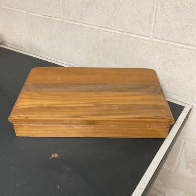 LOT 65: Homes & Edwards Inlaid and Wm Rogers Silver Plated Flatware Sets with Wood Storage Box