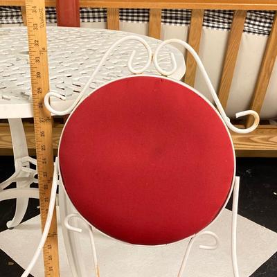 LOT 66: White Metal Ice Cream Parlor Round Table and Chairs