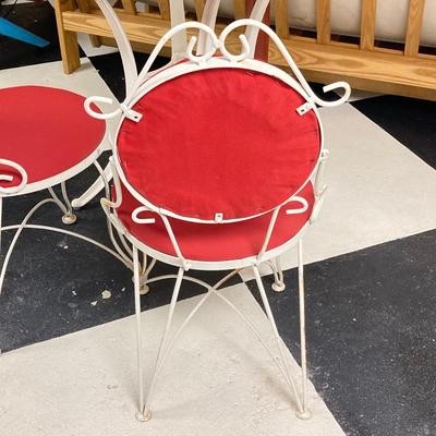 LOT 66: White Metal Ice Cream Parlor Round Table and Chairs