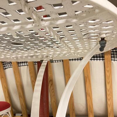 LOT 66: White Metal Ice Cream Parlor Round Table and Chairs