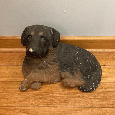 LOT 68: Vintage Dual Socket Brass Floor Lamp with Dog Statue