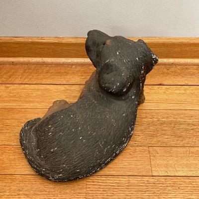 LOT 68: Vintage Dual Socket Brass Floor Lamp with Dog Statue