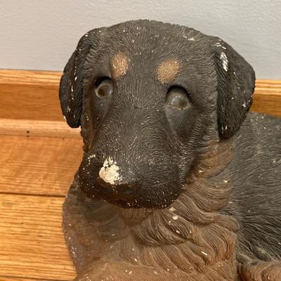 LOT 68: Vintage Dual Socket Brass Floor Lamp with Dog Statue