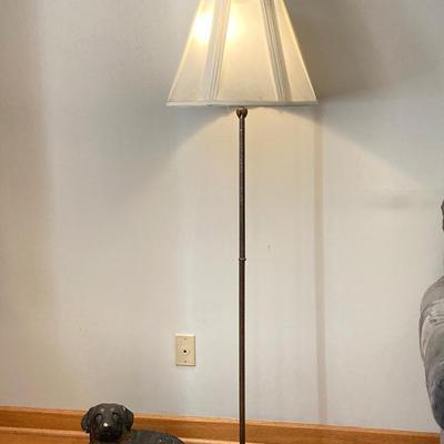 LOT 68: Vintage Dual Socket Brass Floor Lamp with Dog Statue