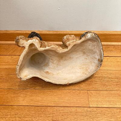 LOT 68: Vintage Dual Socket Brass Floor Lamp with Dog Statue