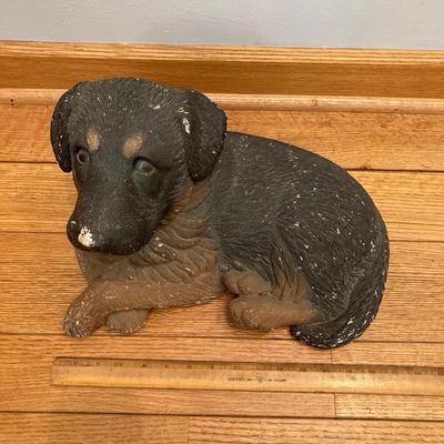 LOT 68: Vintage Dual Socket Brass Floor Lamp with Dog Statue