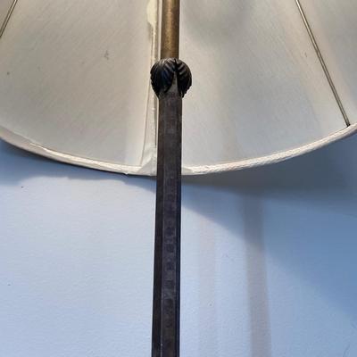 LOT 68: Vintage Dual Socket Brass Floor Lamp with Dog Statue
