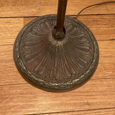 LOT 68: Vintage Dual Socket Brass Floor Lamp with Dog Statue