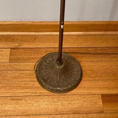 LOT 68: Vintage Dual Socket Brass Floor Lamp with Dog Statue