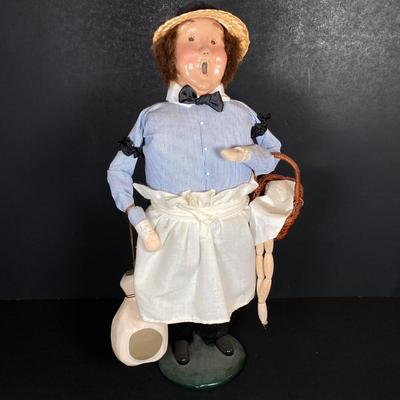 LOT 74: Byers' Choice Ltd. The Carolers Figurines - "Cries of London" Butcher, Colonial Woman Holding Basket, Box, Kindles...