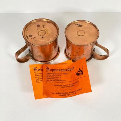 LOT 81: Vintage Serving Collection - Wilton Pewter Bowl, 800 Silver Tongs, Kopparsmedjan Copper Miniature Mugs, Silver Plated Salt and...