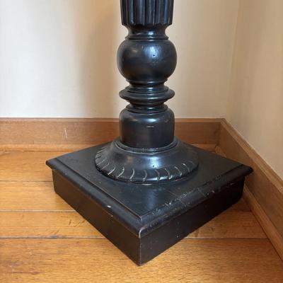 LOT 86: Wooden Painted Balck Plant Stand w/Faux Potted Lavender