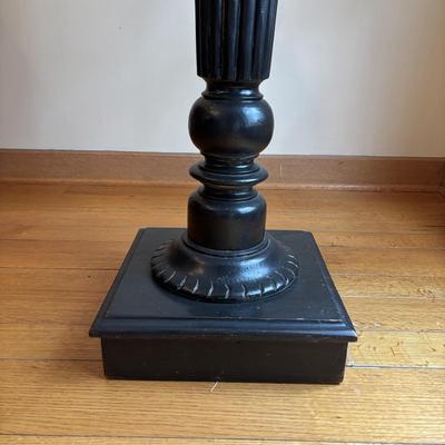 LOT 86: Wooden Painted Balck Plant Stand w/Faux Potted Lavender