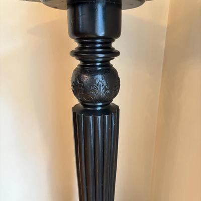 LOT 86: Wooden Painted Balck Plant Stand w/Faux Potted Lavender