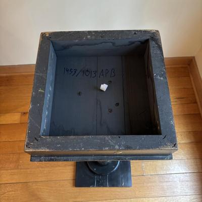 LOT 86: Wooden Painted Balck Plant Stand w/Faux Potted Lavender