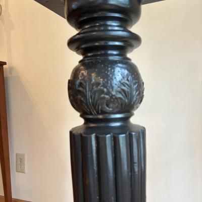 LOT 86: Wooden Painted Balck Plant Stand w/Faux Potted Lavender