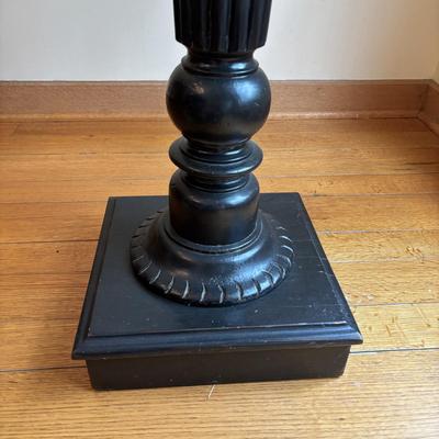 LOT 86: Wooden Painted Balck Plant Stand w/Faux Potted Lavender