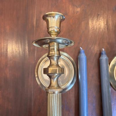 LOT 87: Brass Column Wall Sconces