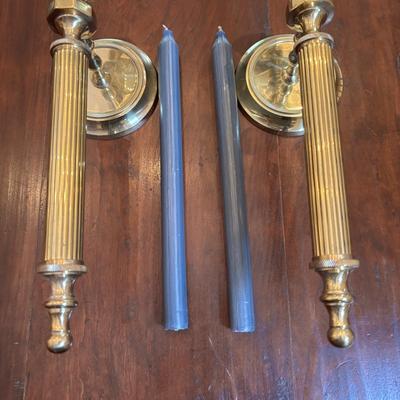 LOT 87: Brass Column Wall Sconces