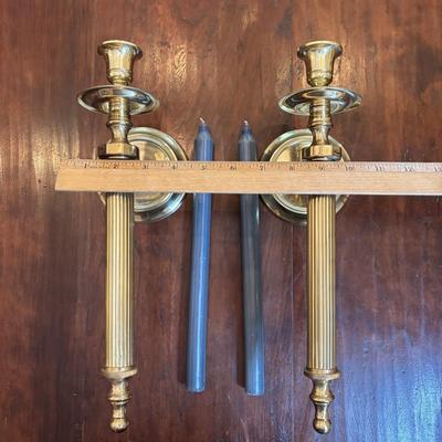 LOT 87: Brass Column Wall Sconces