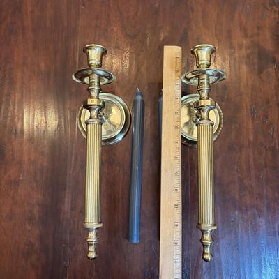 LOT 87: Brass Column Wall Sconces